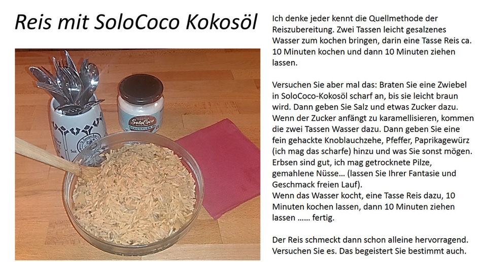 Rezept für Reis in der Quellmethode mit SoloCoco Kokosöl und Gewürzen