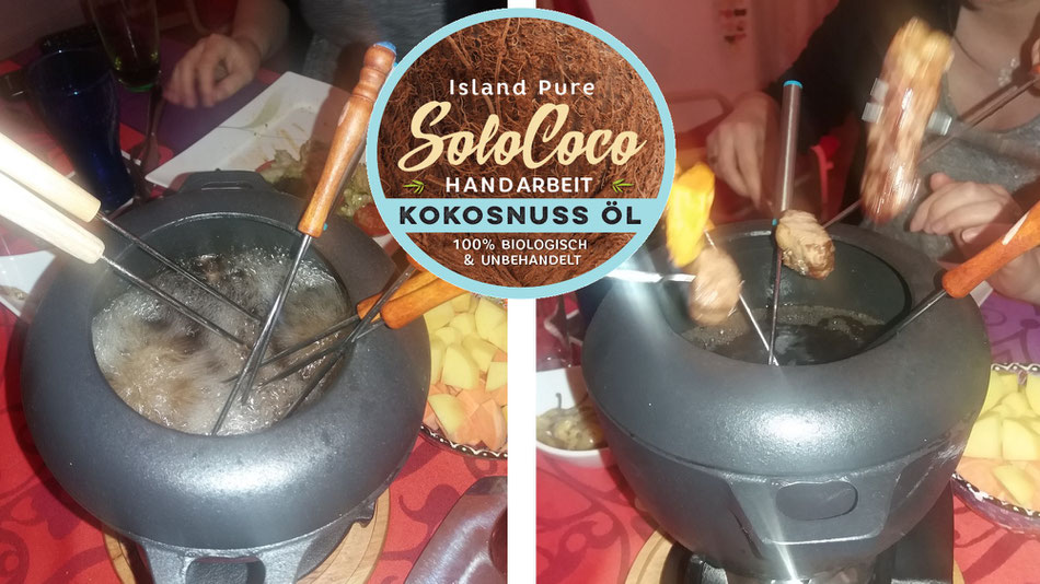 Fondue mit Kokosöl von SoloCoco, ein Genuss