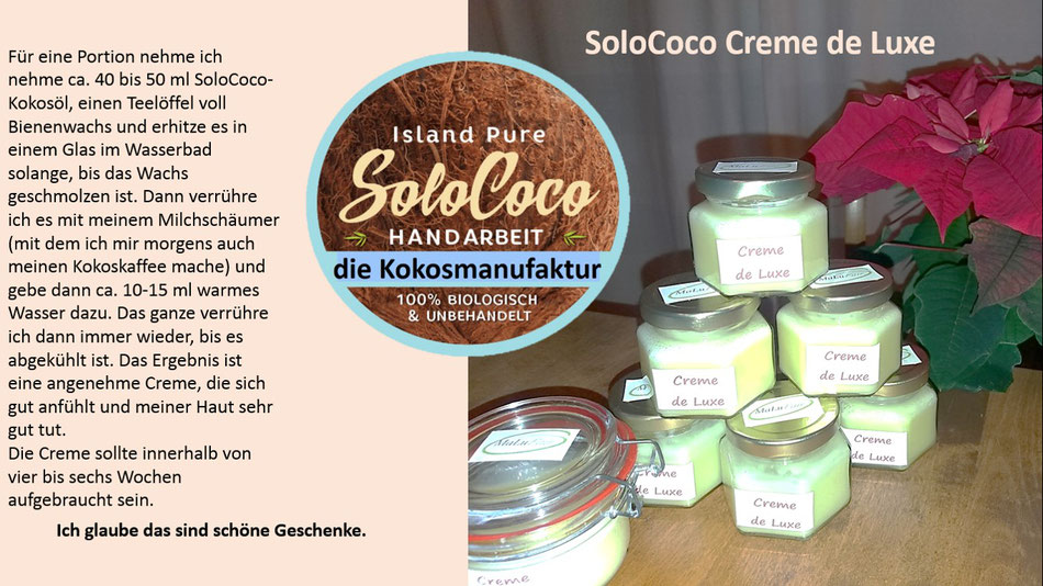 Kokoscreme Rezept mit SoloCoco Kokosöl und Bienenwachs