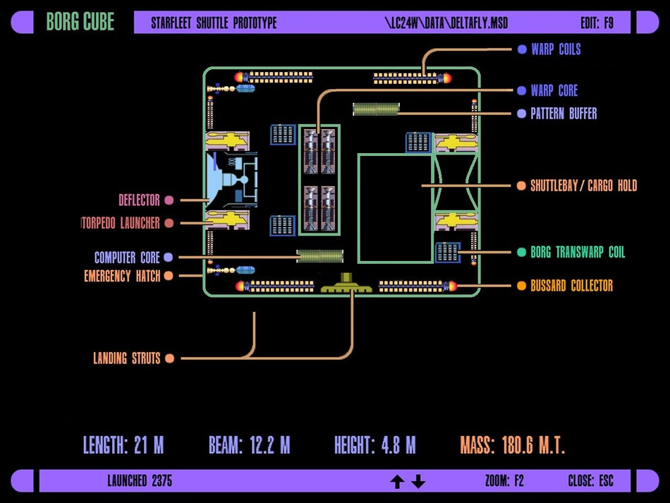LCARS-Schema eines Borgcubus | Grafik: J. Nitzsche
