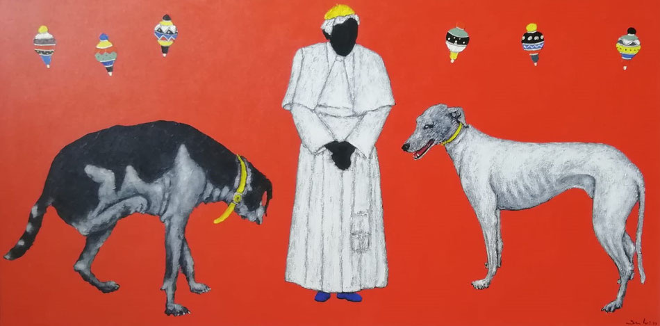 Priester mit Hunden