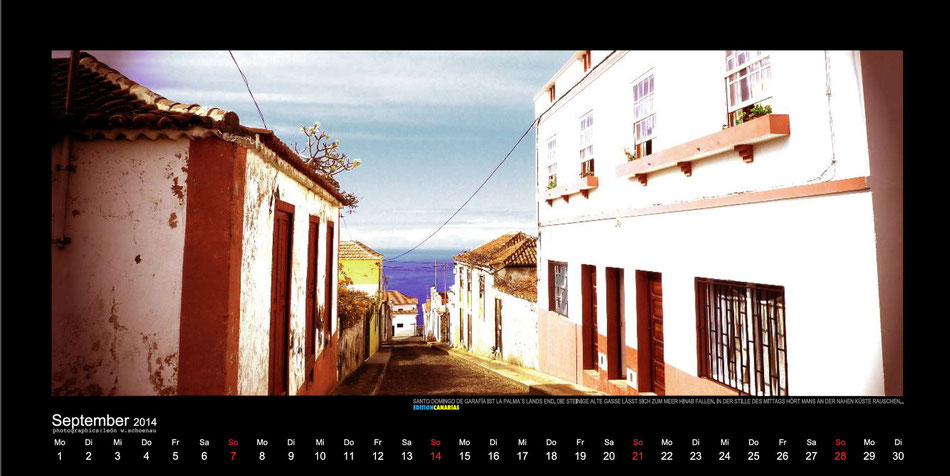 Blatt September, Fotokalender "La Palma 2014 - Zwischen Traum und Wirklichkeit", EDITIONCANARIAS, deutsche Ausgabe