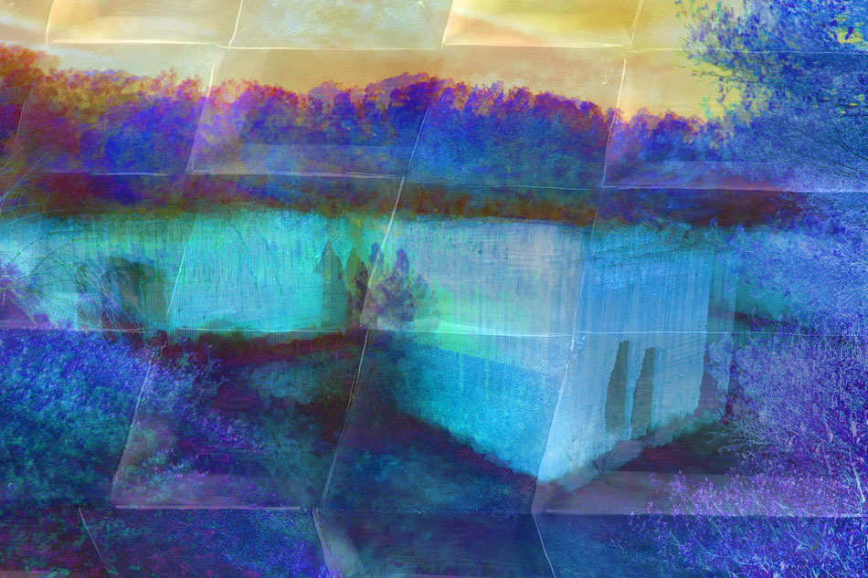 "Entrückt",  60x40, Fotomontage hinter Acrylglas