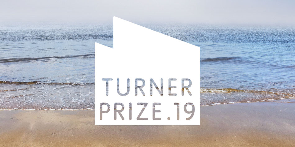 Turner Prize. 19 poster Margate's Turner Contemporary outline and glorious sandy beach