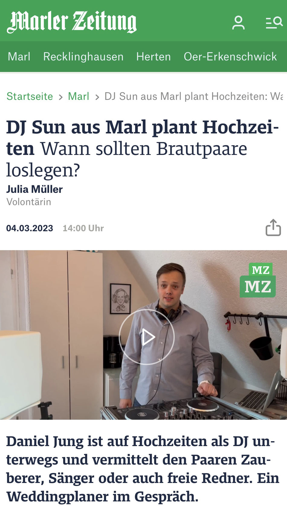 Sun Entertainment - Marler Zeitung Interview