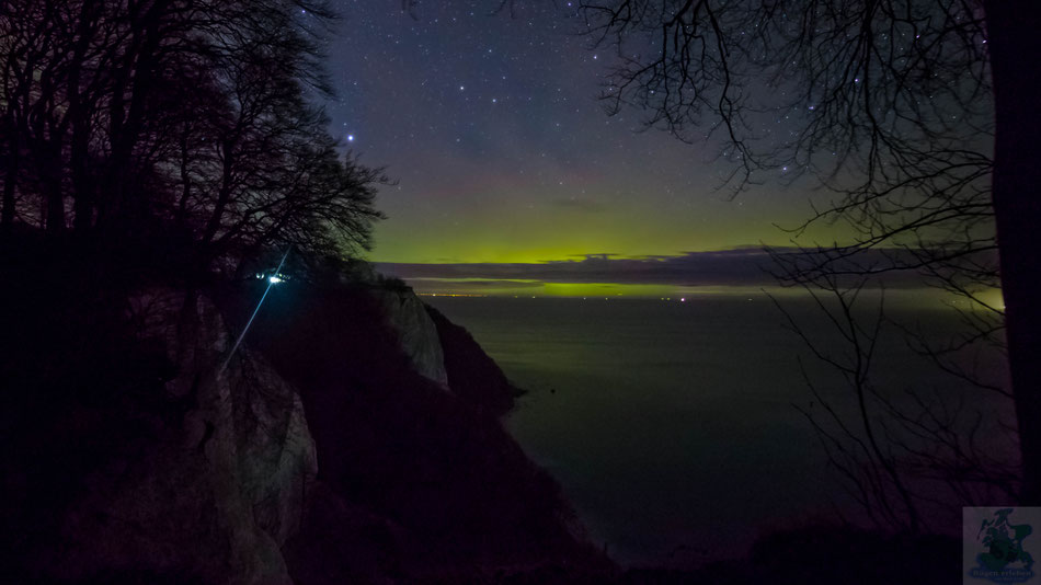 Königsstuhl im leichtem Polarlicht