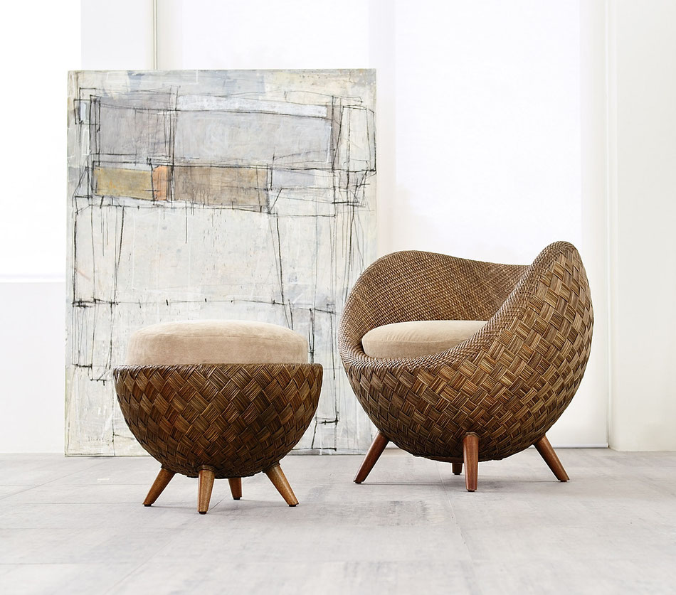 Danaé Balland décoration blog rotin Fauteuil pouf Luna Conpue