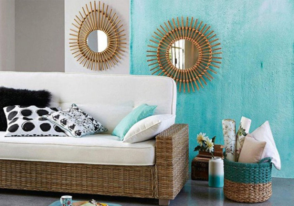 Danaé Balland décoration blog rotin miroirs soleil Laredoute