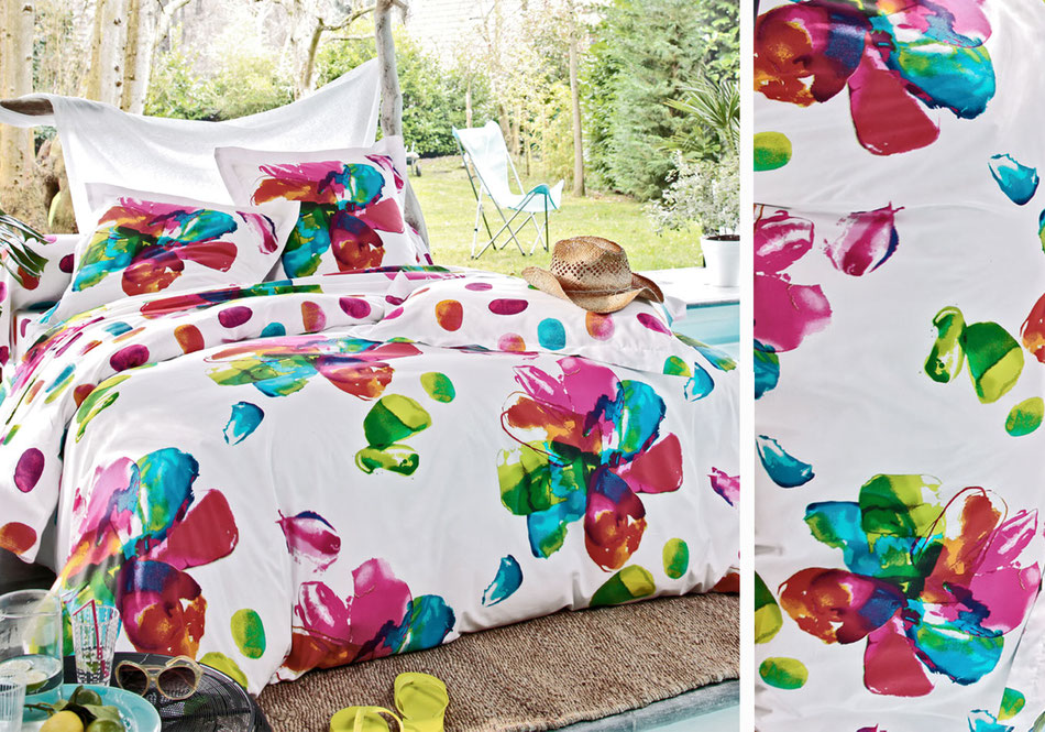 Linge de lit fleurs coloré Becquet