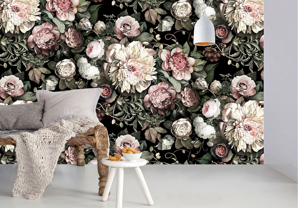 Décoration papier peint floral baroque