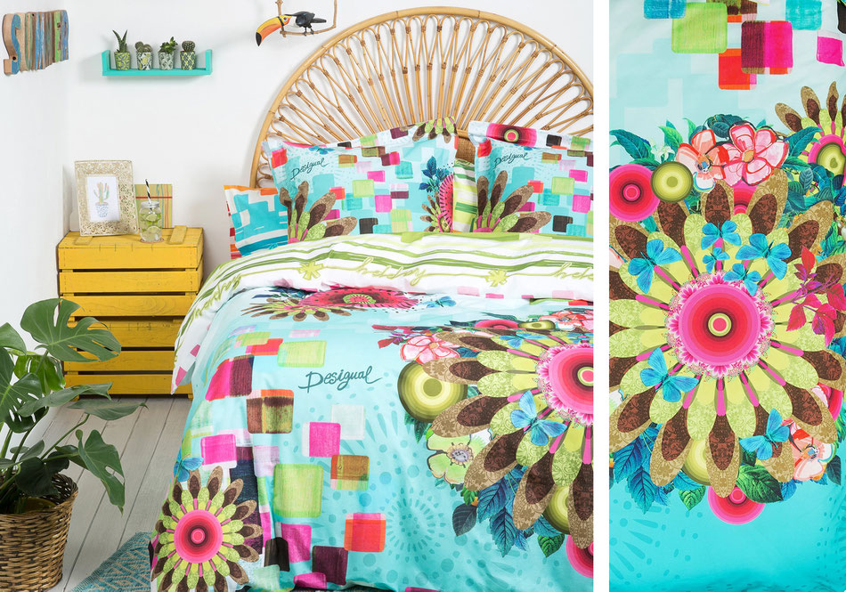 Linge de lit fleurs colorés Desigual