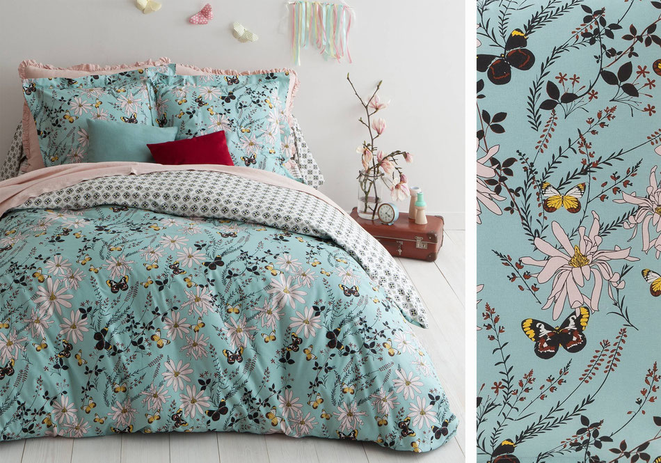 Linge de lit fleurs Lilia