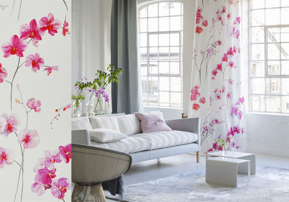 Décoration rideaux fleurs orchidée