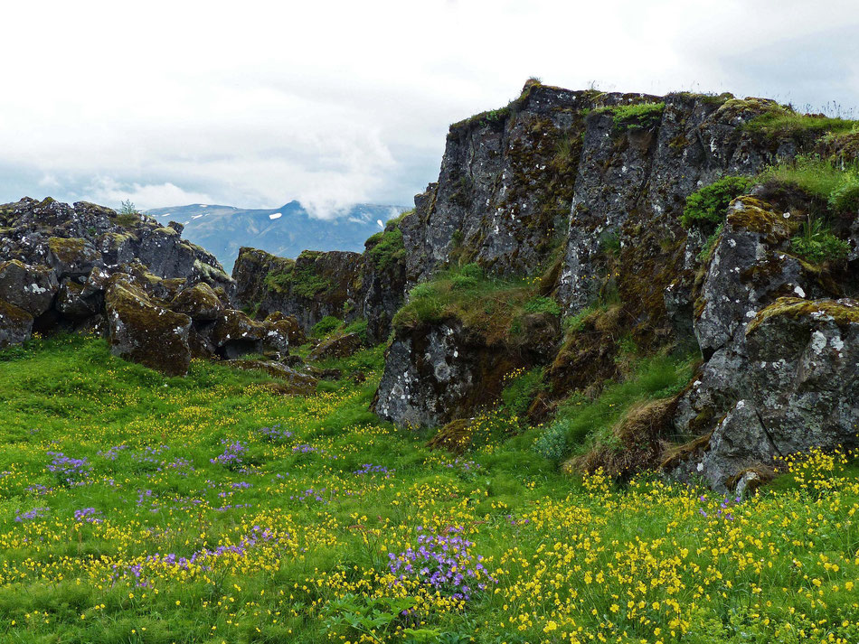 Der Lögberg fällt zur anderen, offenen Seite zum See hin flach ab und hat im Rücken die steilen Felswände. Dadurch verfügt dieser Ort über eine hervorragende Akustik.