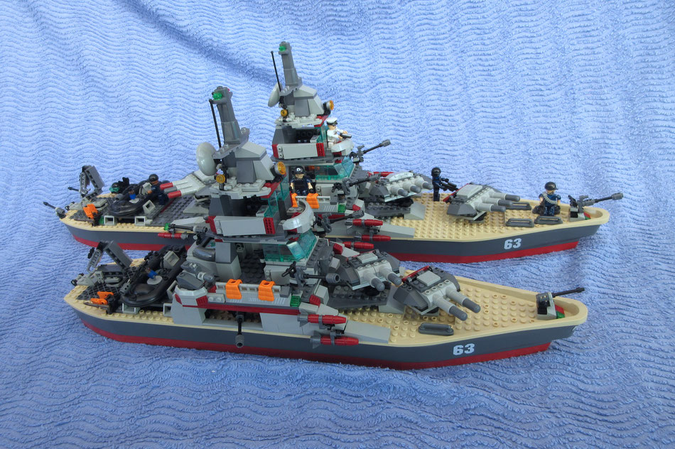 kreo kre-o hasbro uss missouri battleship custom made three-gun turrets kreon 29 inch long version