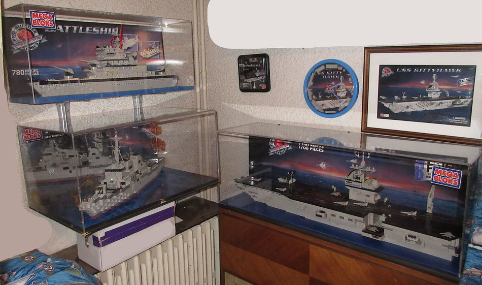dealer store display case megabloks probuilder mega bloks uss enterprise battleship destroyer airceafr carrier bricks lego type