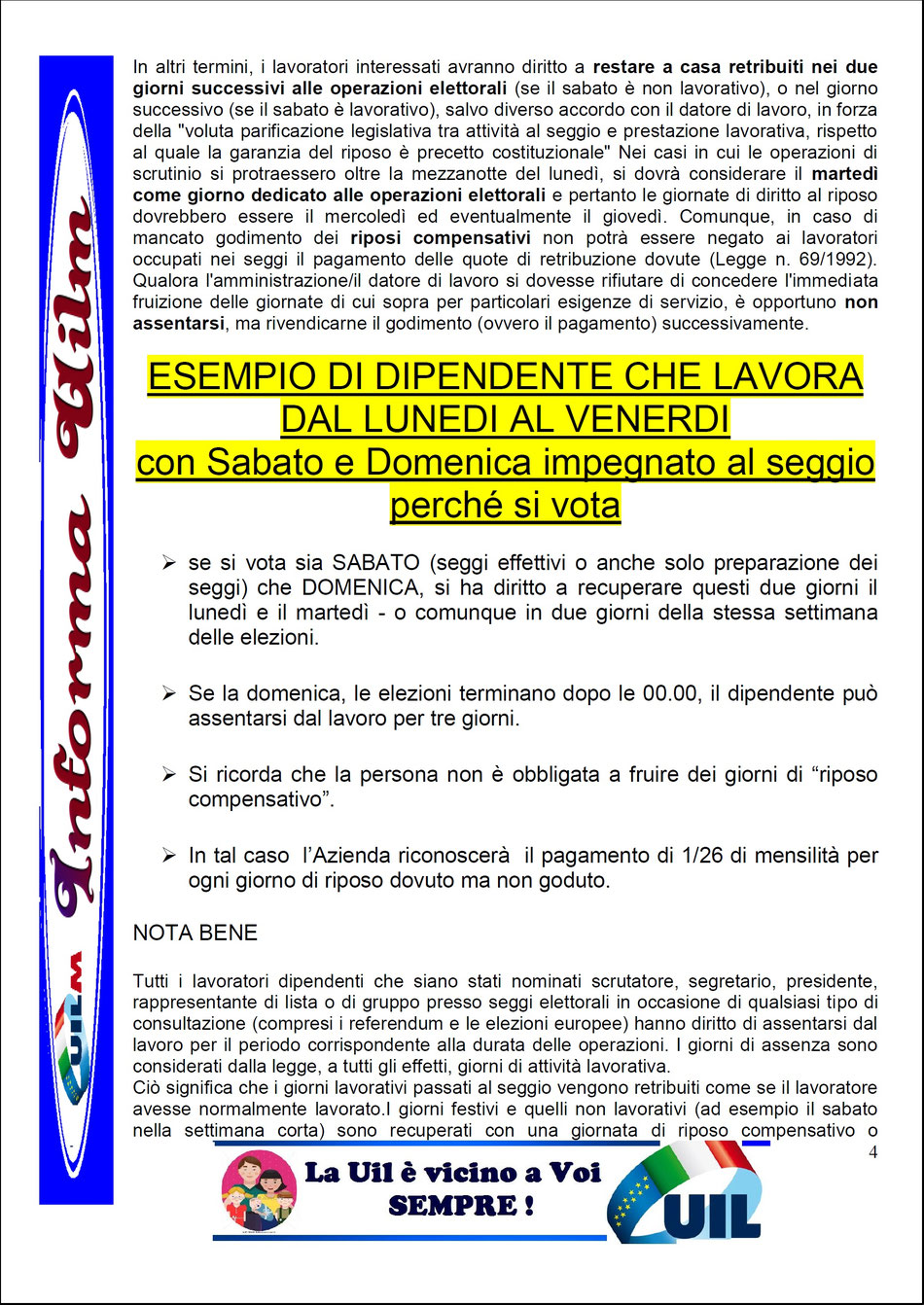 PERMESSI PER I SEGGI ELETTORALI Benvenuti su uilmprovinciagranda!