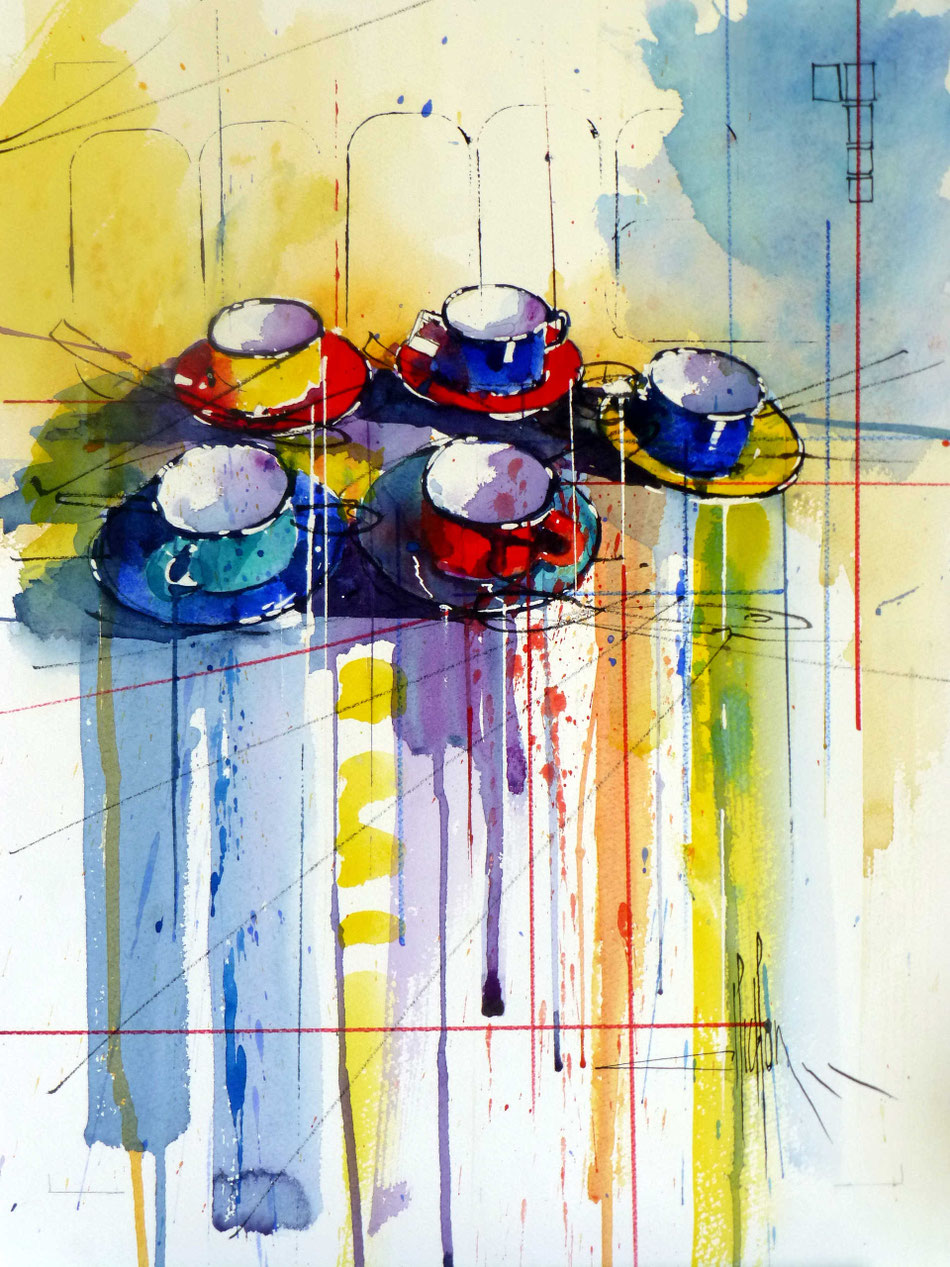 356 Estaminet flament - 2016 - Aquarelle 40 x 40