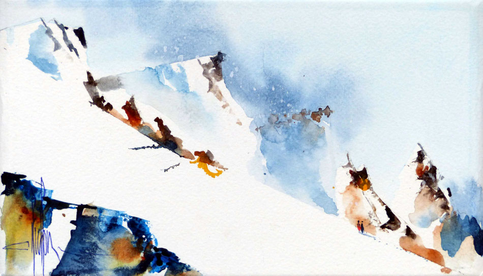 398 Ascension I - 2018 - Aquarelle sur papier tendu sur châssis 16 x 27