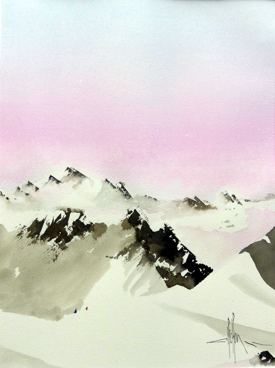 445 Ascension XII - 2018 - Aquarelle et encre de chine 40 x 50