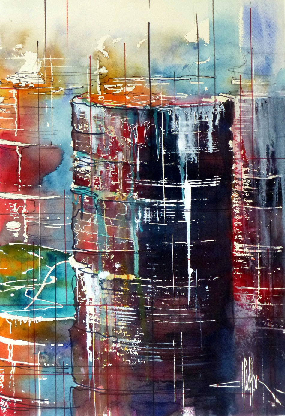 299 Rouge toxique - 2013 - Aquarelle 45.5 x 61