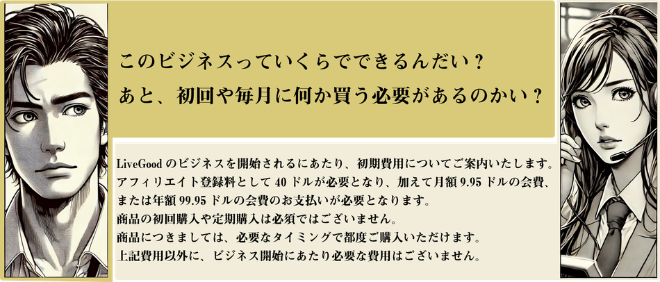 質問者と回答者がLiveGoodの費用について問答している