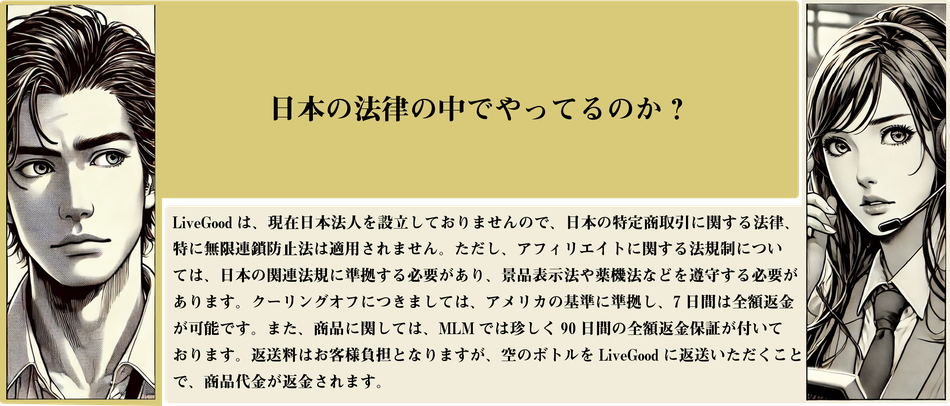 質問者と回答者がLiveGoodへの法規制について問答している