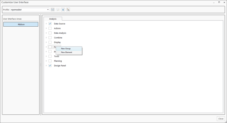 SAP Analysis for Office Customize User Interface add new group