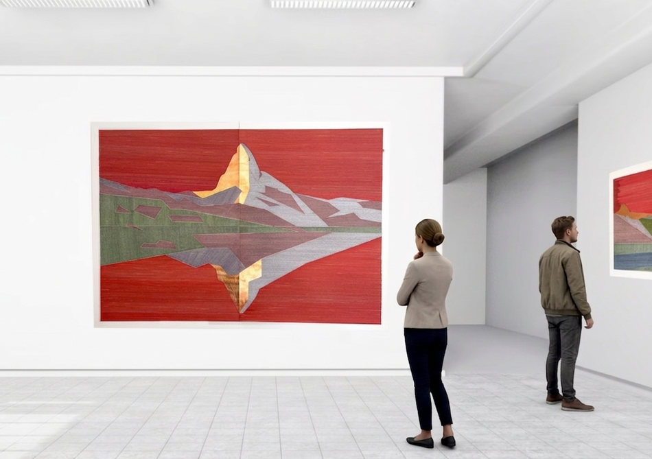 abstrakte Darstellung des Matterhorns in Ausstellung von Uta Nitschke