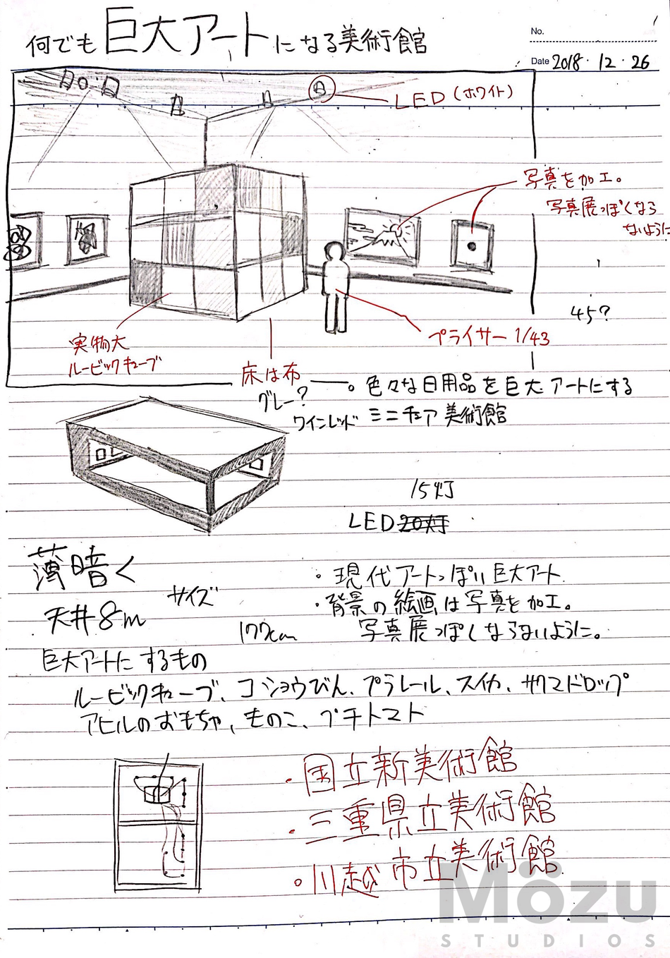 ミニチュア美術館の設計図。