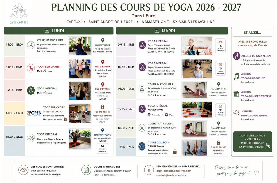 planning daph namaste yoga integral eure normandie evreux damville st andre sylvains les moulins namasthome