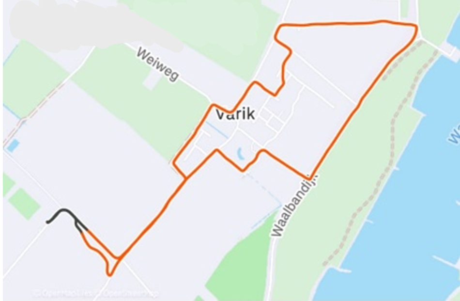 Route Varik/Heesselt bij slecht weer