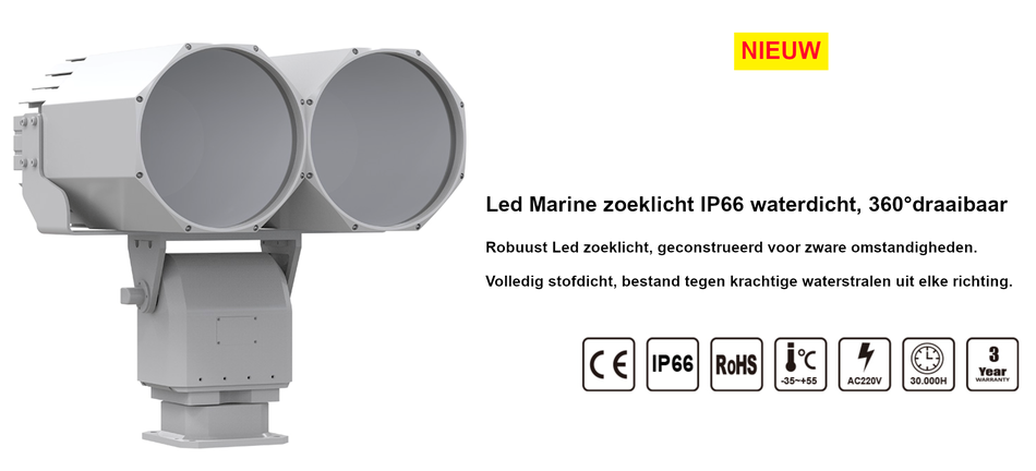 Robuust BBM Led Marine zeewaterbestendig zoeklicht IP 66 waterdicht, 360°draaibaar met een maximaal bereik van 6000m, zeewaterbestendig.