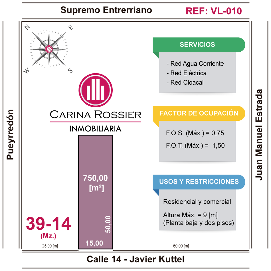 Carina Rossier Inmobiliaria vende lote en Villa Elisa Entre Ríos.