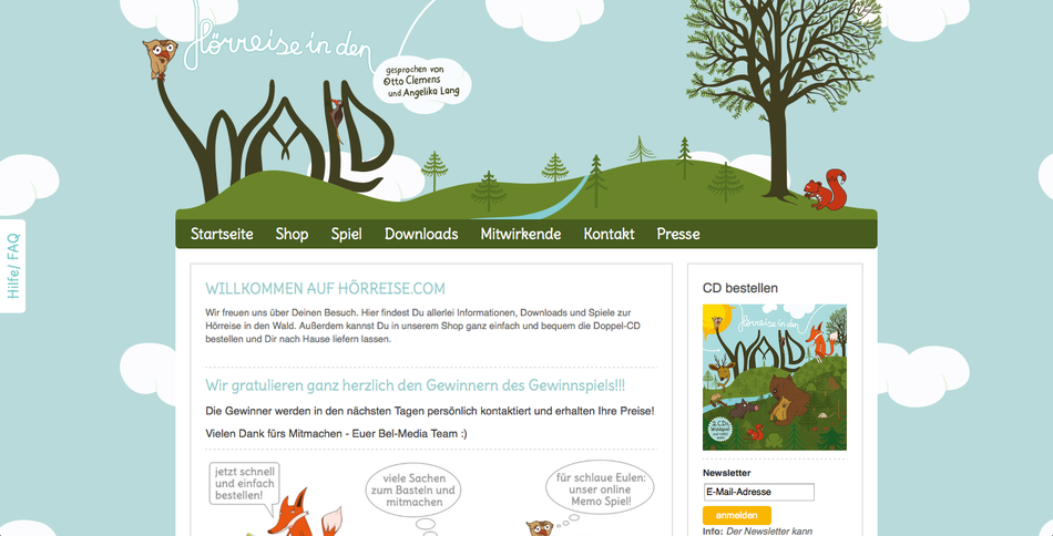 Webdesign Hörreise in den Wald