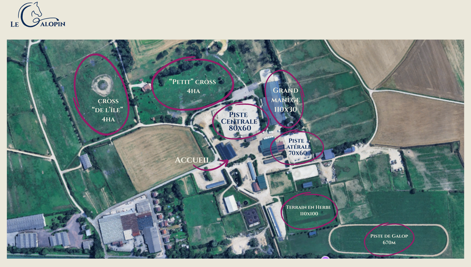 Plan des pistes au Pôle de compétitions équestres du Galopin