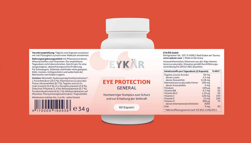 EYKÄR EYE PROTECTION GENERAL. Hochwertiger Komplex zum Schutz und zur Erhaltung der Sehkraft.
