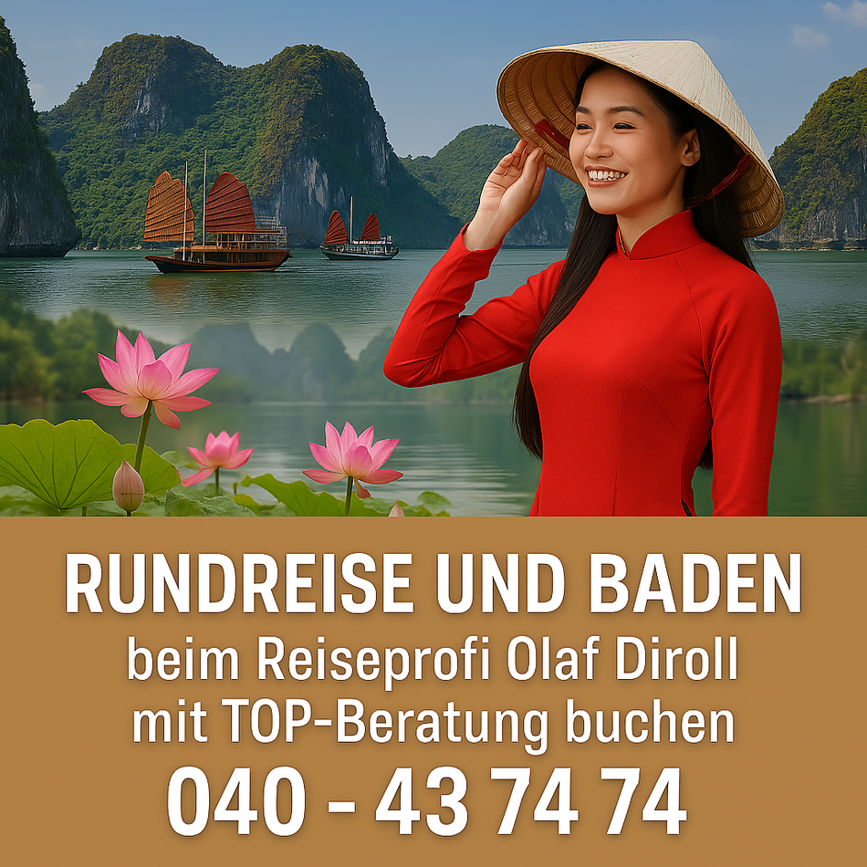 Vietnam Rundreise und Baden inklusive Flug im Reisebüro Reiselotsen cruise & tours mit umfangreicher Beratung buchen
