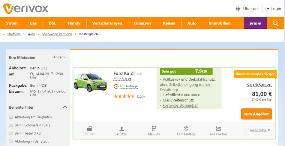 CheckEinfach | Mietwagen Verivox