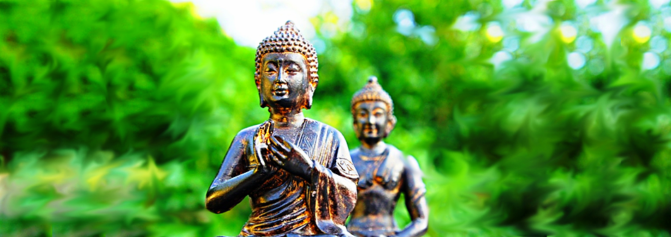 Firmenfoto mit zwei Buddhafiguren von Gabriele Lerch-Hoff Freie ganzheitliche Familienaufstellung und Lebensberatung Kaarst (NRW)