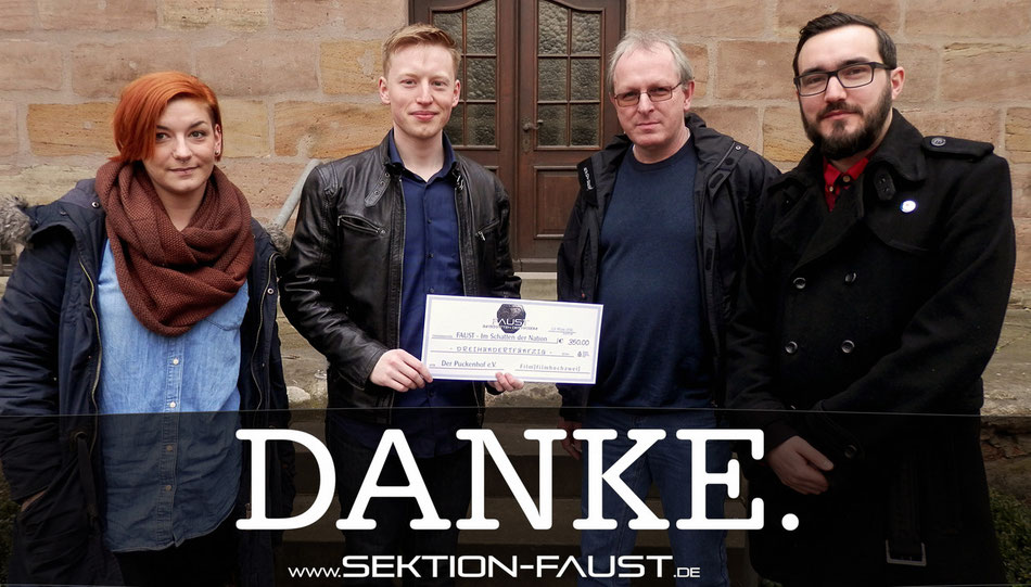 Kristina Kaul, Christian Kern, Stefan Lochmüller & Sebastian Mulzer bei der Spendenübergabe.