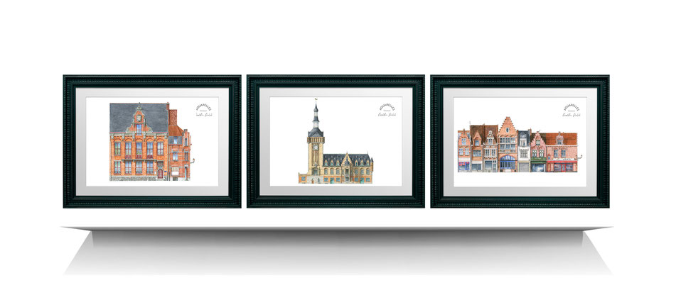 cassel, mont cassel, flandre, aquarelle, piatek, miniature, architecture, patrimoine, haut de france, coeur de flandre, mont, musée, maison, brique, art flamand, 