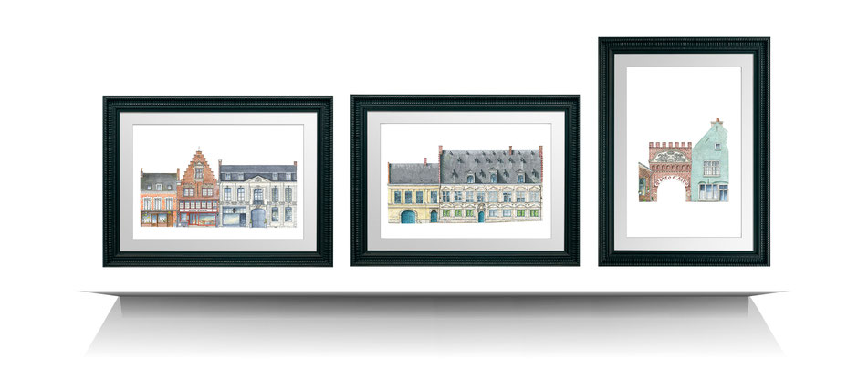 cassel, mont cassel, flandre, aquarelle, piatek, miniature, architecture, patrimoine, haut de france, coeur de flandre, mont, musée, maison, brique, art flamand, 