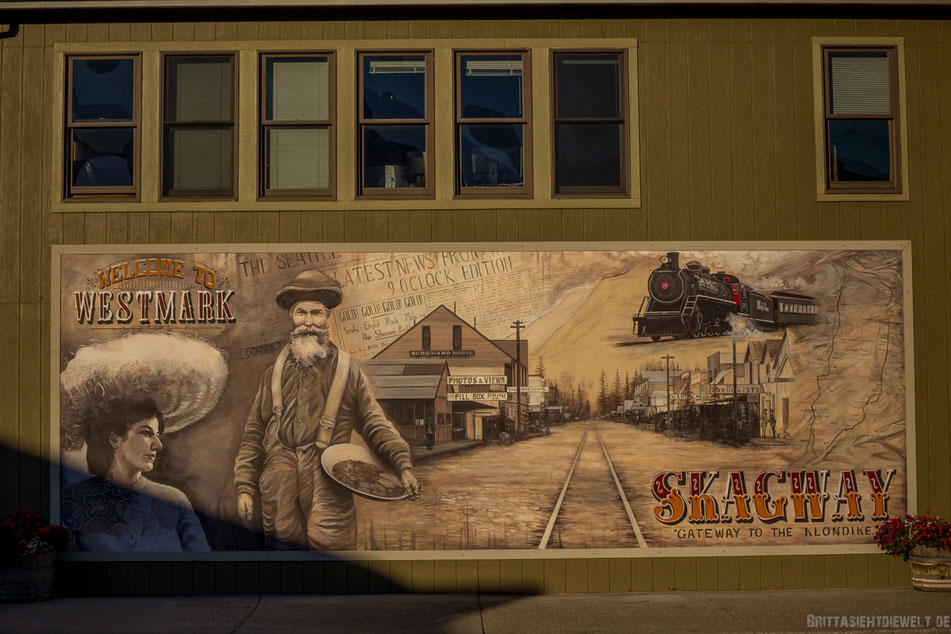 skagway, alaska, highlights, whitepass, geschichte, goldrausch, wandbild