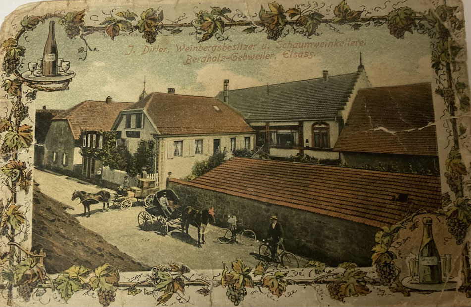Jean Dirler à Bergholtz eut longtemps du succès avec son "Mousseux d’Alsace" et son "Kitterlé mousseux" - Source Famille Dirler-Cadé