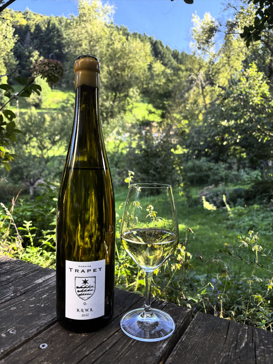 R.Q.W.R Un gewurztraminer 2022 à la fois sec & tendre du Domaine Trapet à Riquewihr pour clôturer en totale volupté une belle journée.