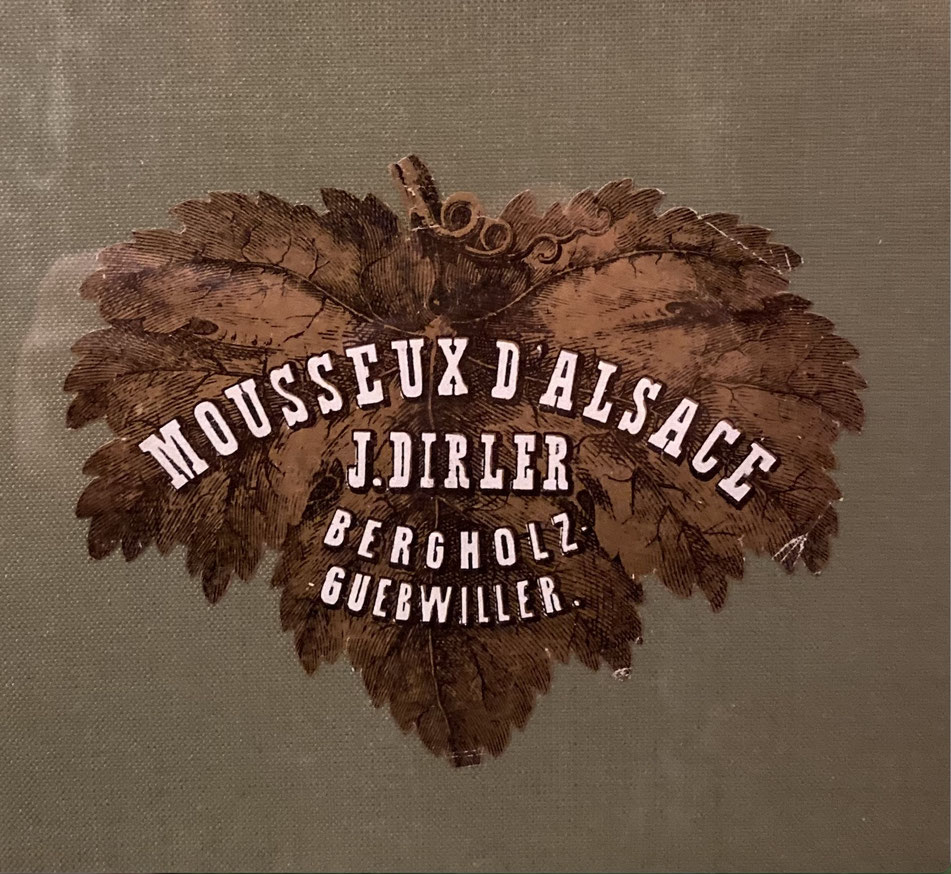 Etiquette de Mousseux d'Alsace de Jean Dirler, années 1880 (famille Dirler-Cadé)