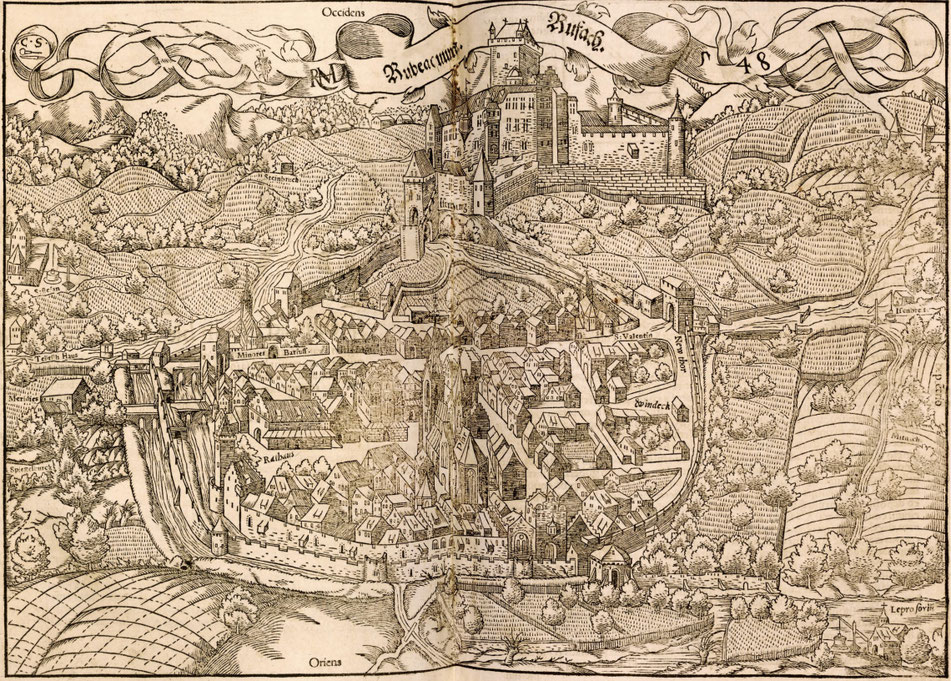 Vue de Rouffach, Sebastian Münster, Cosmographia Universalis,1548