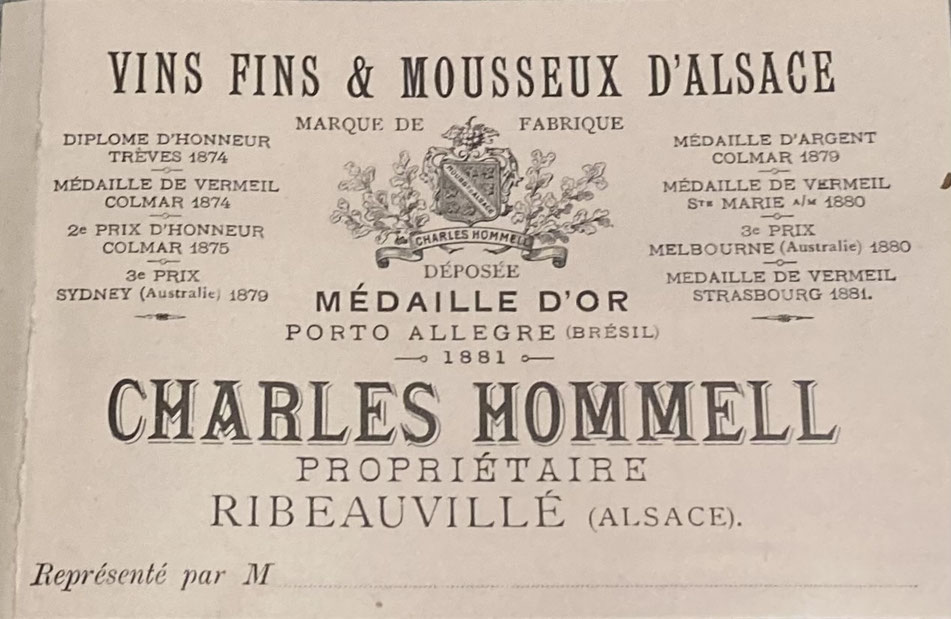 Charles Hommell propriétaire à Ribeauvillé est un précurseur des mousseux d'Alsace source : Musée du Vignoble et des Vins d'Alsace à Kientzheim (Kaysersberg-Vignoble)