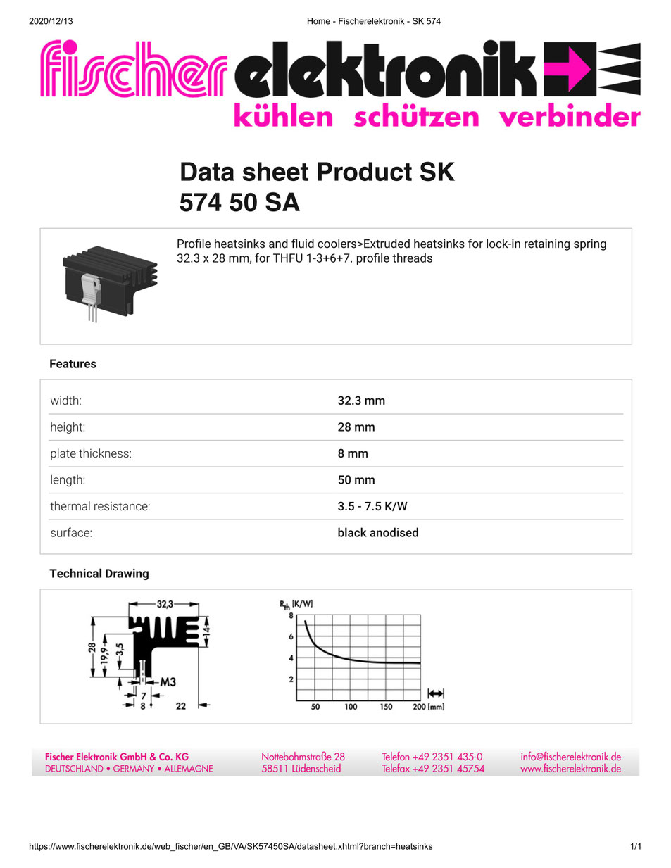 SK 575 25 SA Fischer /フィッシャー ヒートシンク トランジスタ用 クリップ専用タイプ